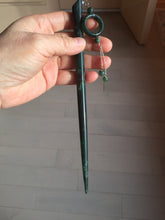 Load image into Gallery viewer, 20.5 cm 100% Natural Dark Green blue Black Xiu Jade (Serpentine) Hairpin with Safety ring Hanging Ornament AW41