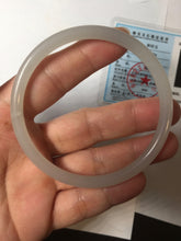 Load image into Gallery viewer, 58mm Certified 100% Natural icy watery white gray pink slim nephrite jade bangle HN135-9191