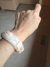 Load image into Gallery viewer, 51mm 100% natural pink red brown carved Phoenix and Peony (凤穿牡丹) Quartzite (Shetaicui jade) bangle SY126