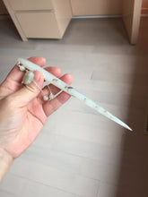 Load image into Gallery viewer, 16.5cm 100% Natural White Light Green Yellow Autumn Hues Xiu Jade (Serpentine) Hairpin with hanging beads SY136