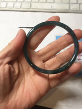 Load image into Gallery viewer, 58.3mm Certified Type A 100% Natural dark green/blue/gray Guatemala slim round cut Jadeite bangle BP201-5512