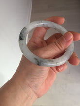 Load image into Gallery viewer, 58.5mm certified Type A 100% Natural icy dark green white with green floating flowers round cut Jadeite Jade bangle BS64-7347
