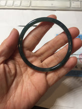 Load image into Gallery viewer, 58.3mm Certified Type A 100% Natural dark green/blue/gray Guatemala slim round cut Jadeite bangle BP201-5512