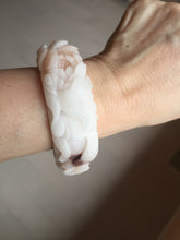 Load image into Gallery viewer, 51mm 100% natural pink red brown carved Phoenix and Peony (凤穿牡丹) Quartzite (Shetaicui jade) bangle SY126