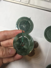 Load image into Gallery viewer, 41.2mm Type A 100% Natural icy dark green/gray Jadeite Jade safety Guardian donut Pendant PB195-3
