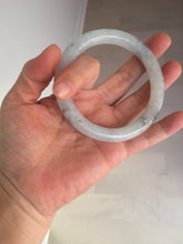 Load image into Gallery viewer, 58.2mm certified Type A 100% Natural icy light green white with green floating flowers round cut Jadeite Jade bangle BS63-7349