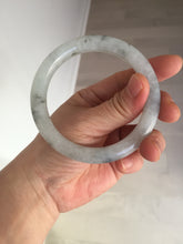 Load image into Gallery viewer, 58.5mm certified Type A 100% Natural icy dark green white with green floating flowers round cut Jadeite Jade bangle BS64-7347