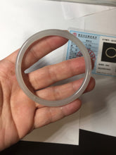 Load image into Gallery viewer, 58mm Certified 100% Natural icy watery white gray pink slim nephrite jade bangle HN135-9191