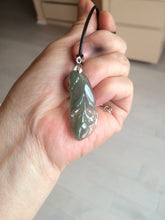 Load image into Gallery viewer, 100% natural icy watery white/dark green Magnolia flower jadeite jade pendant AF86