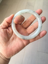 Load image into Gallery viewer, 58.2mm certified Type A 100% Natural icy light green white with green floating flowers round cut Jadeite Jade bangle BS63-7349