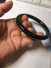 Load image into Gallery viewer, 58.4mm certified 100% Natural dark green/black meteorite round cut nephrite bangle HN134-0605