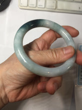 Load image into Gallery viewer, 57.8mm Certified Type A 100% Natural Dark Green Blue Gray Black Round Cut Jadeite Jade Bangle BS147-0754