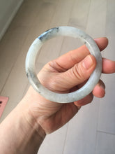 Load image into Gallery viewer, 58.5mm certified Type A 100% Natural icy dark green white with green floating flowers round cut Jadeite Jade bangle BS64-7347