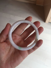 Load image into Gallery viewer, 55mm certified 100% natural white sunny green purple slim round cut jadeite jade bangle BL91-4675