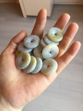 Load image into Gallery viewer, 24-25mm Type A 100% Natural light purple/yellow/white Jadeite Jade Safety Guardian Button donut Pendant/worry stone group BM54