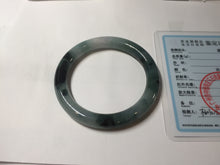 Load image into Gallery viewer, 57.7mm Certified Type A 100% Natural Dark Green Blue Gray Black Moonlit Ink (水墨月色) Round Cut Jadeite Jade Bangle BS148-0737