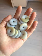 Load image into Gallery viewer, 24-25mm Type A 100% Natural light purple/yellow/white Jadeite Jade Safety Guardian Button donut Pendant/worry stone group BM54