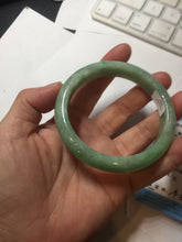 Load image into Gallery viewer, 58.4mm Certified Type A 100% Natural sunny green gray Jadeite Jade bangle PA119-9890