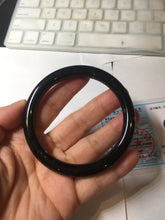 Load image into Gallery viewer, 58.4mm certified 100% Natural dark green/black meteorite round cut nephrite bangle HN134-0605