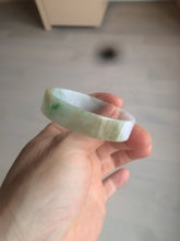 Load image into Gallery viewer, 50.8mm Certified type A 100% Natural sunny green/white/purple thin square Jadeite Jade bangle AM77-2829
