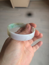 Load image into Gallery viewer, 50.8mm Certified type A 100% Natural sunny green/white/purple thin square Jadeite Jade bangle AM77-2829