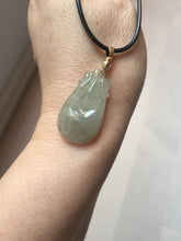 Load image into Gallery viewer, 100% Natural type A icy watery light green/gray Jadeite Jade seashell (福贝) pendant F150