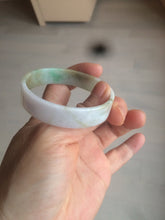 Load image into Gallery viewer, 50.8mm Certified type A 100% Natural sunny green/white/purple thin square Jadeite Jade bangle AM77-2829