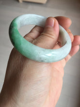 Load image into Gallery viewer, 47mm certified 100% natural Type A sunny green white oval jadeite jade bangle BP49-9340