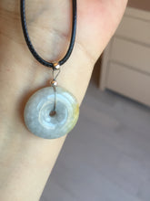 Load image into Gallery viewer, 24-25mm Type A 100% Natural light purple/yellow/white Jadeite Jade Safety Guardian Button donut Pendant/worry stone group BM54