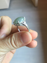 Load image into Gallery viewer, 100% natural type A icy watery light green gray four-prong jadeite jade ring BP137
