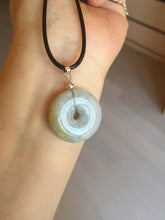 Load image into Gallery viewer, 24-25mm Type A 100% Natural light purple/yellow/white Jadeite Jade Safety Guardian Button donut Pendant/worry stone group BM54