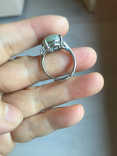 Load image into Gallery viewer, 100% natural type A icy watery light green gray four-prong jadeite jade ring BP137