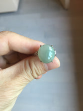Load image into Gallery viewer, 100% natural type A icy watery light green gray four-prong jadeite jade ring BP137