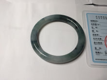 Load image into Gallery viewer, 57.7mm Certified Type A 100% Natural Dark Green Blue Gray Black Moonlit Ink (水墨月色) Round Cut Jadeite Jade Bangle BS148-0737