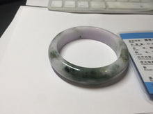 Load image into Gallery viewer, 55.2mm certified 100% natural Type A watermelon-rind green light purple Base jadeite bangle PA184-4754