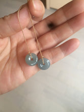 Load image into Gallery viewer, 12.5mm 100% Natural blue gray green safe and sound donut button Guatemala jadeite Jade dangling earring AM76