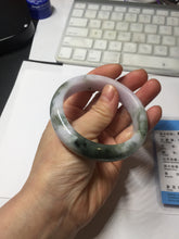 Load image into Gallery viewer, 55.2mm certified 100% natural Type A watermelon-rind green light purple Base jadeite bangle PA184-4754
