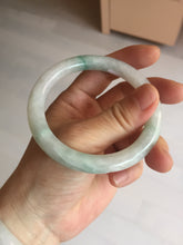 Load image into Gallery viewer, 55mm Certified type A 100% Natural sunny green/white round cut Jadeite bangle BN76