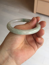 Load image into Gallery viewer, 55mm Certified type A 100% Natural sunny green/white round cut Jadeite bangle BN76