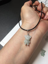 Load image into Gallery viewer, Type A 100% Natural light green white jadeite jade cute baby bear pendant BM55