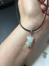 Load image into Gallery viewer, Type A 100% Natural light green white jadeite jade cute baby bear pendant BM55