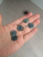 Load image into Gallery viewer, 100% Natural blue gray green Guatemala jadeite Jade flower pendant group BH61