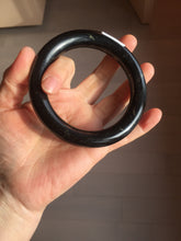 Load image into Gallery viewer, 62.6mm certified 100% Natural black meteorite chubby round cut nephrite(墨玉 MoYu) bangle HN94-6438
