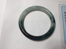 Load image into Gallery viewer, 55.5mm Certified Type A 100% Natural Dark Green Blue Gray Black Moonlit Ink (水墨月色) Round Cut Jadeite Jade Bangle BS149-0742