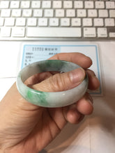 Load image into Gallery viewer, 50mm 100% natural type A sunny green light green gray jadeite bangle PB271-0997