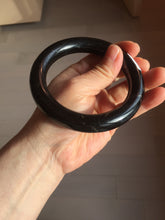 Load image into Gallery viewer, 62.6mm certified 100% Natural black meteorite chubby round cut nephrite(墨玉 MoYu) bangle HN94-6438