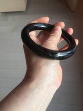 Load image into Gallery viewer, 62.6mm certified 100% Natural black meteorite chubby round cut nephrite(墨玉 MoYu) bangle HN94-6438