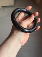Load image into Gallery viewer, 62.6mm certified 100% Natural black meteorite chubby round cut nephrite(墨玉 MoYu) bangle HN94-6438