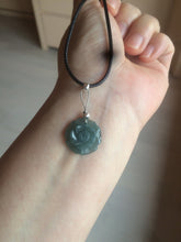 Load image into Gallery viewer, 100% Natural blue gray green Guatemala jadeite Jade flower pendant group BH61