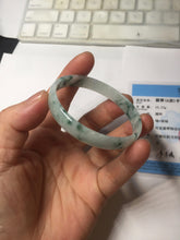 Load image into Gallery viewer, 51mm Certified Type A 100% Natural icy watery light green with green floating flowers thin Jadeite Jade bangle PJ56-1886
